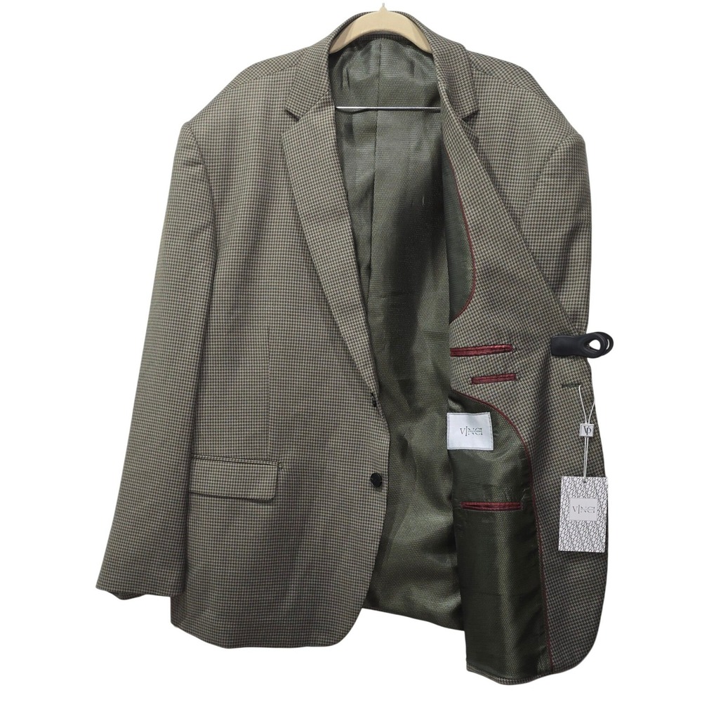 NWT Vinci Philosophy Mens 5XL Modern Blazer Olive Brown Houndstooth Sport Coat